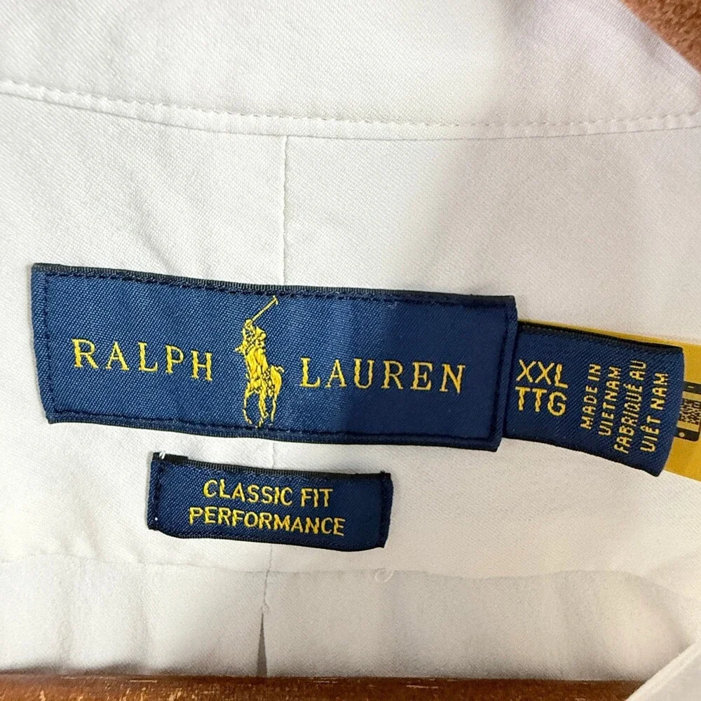 Ralph Lauren Shirt Mens XXL White Performance Classic Fit Button Down